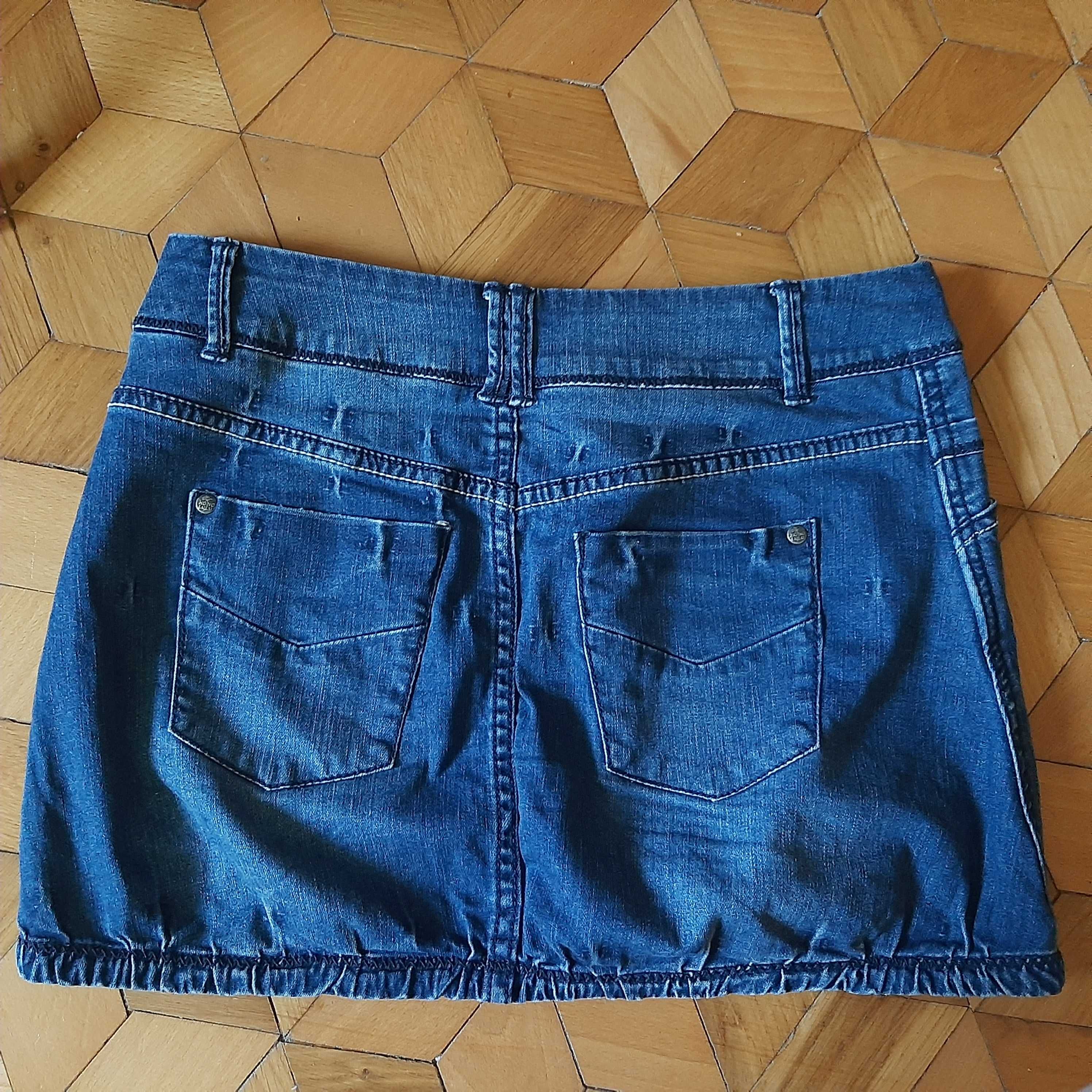 Granatowa ciemno niebieska mini spódnica dżinsowa S/36