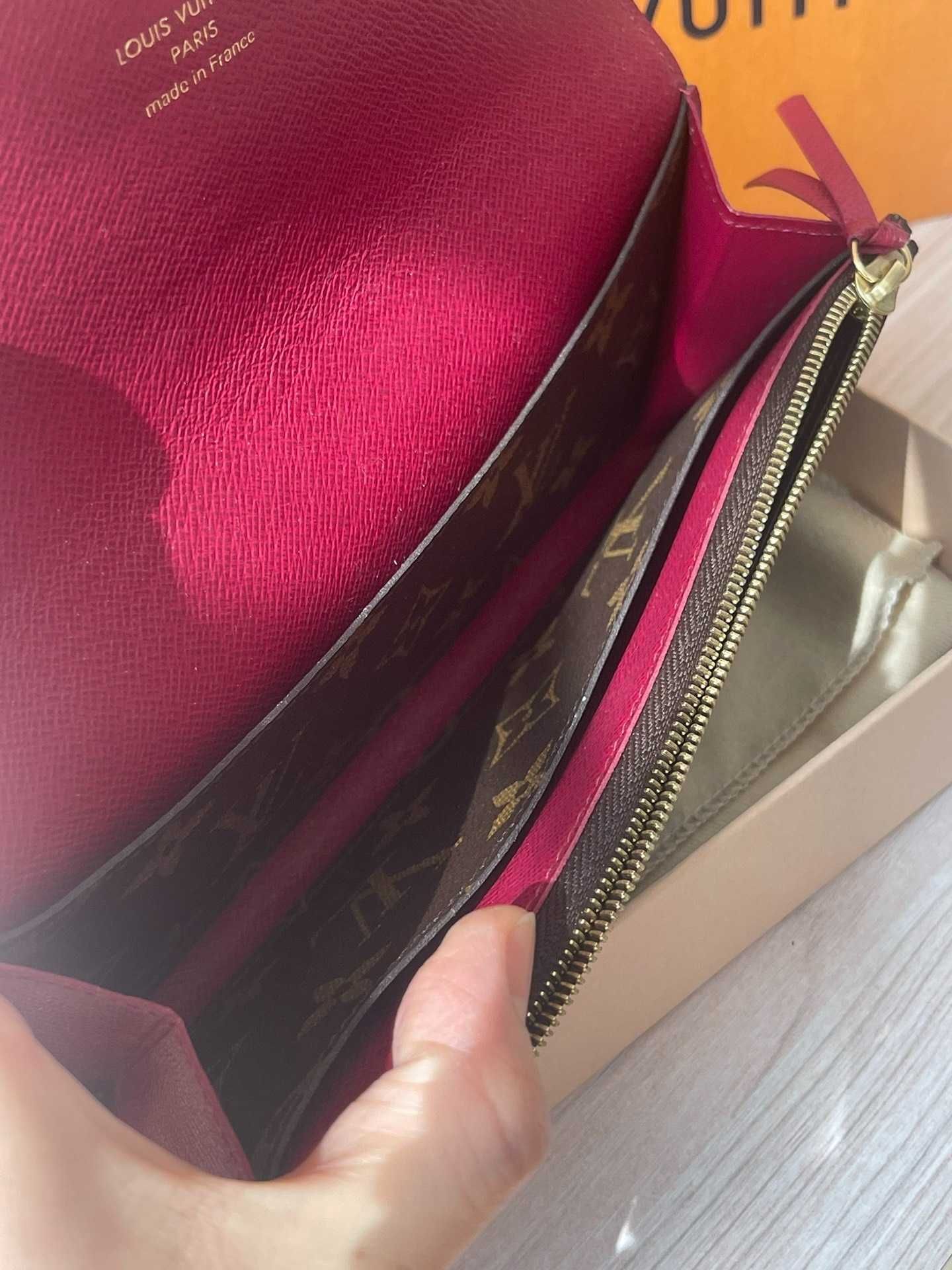 Oryginalny LV Louis Vuitton długi portfel Czerwony przycisk