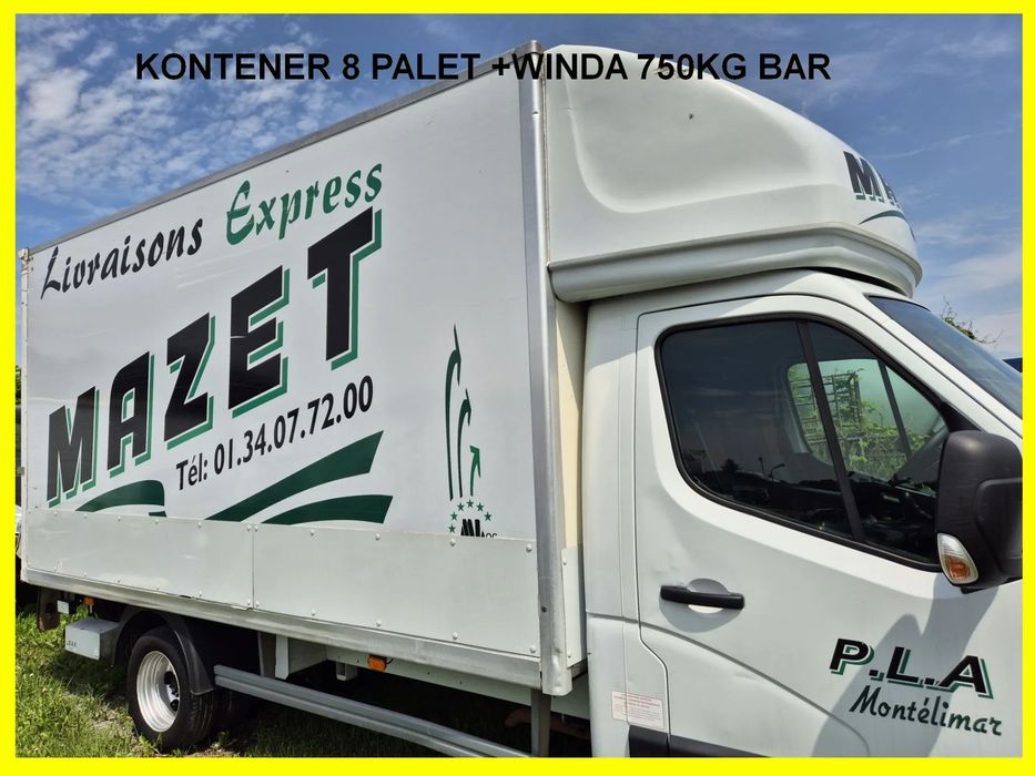 Kontener 8 palet winda 750kg Bar, Regulowana szerokość podramówki, Master, Iveco, Ducato, Inne