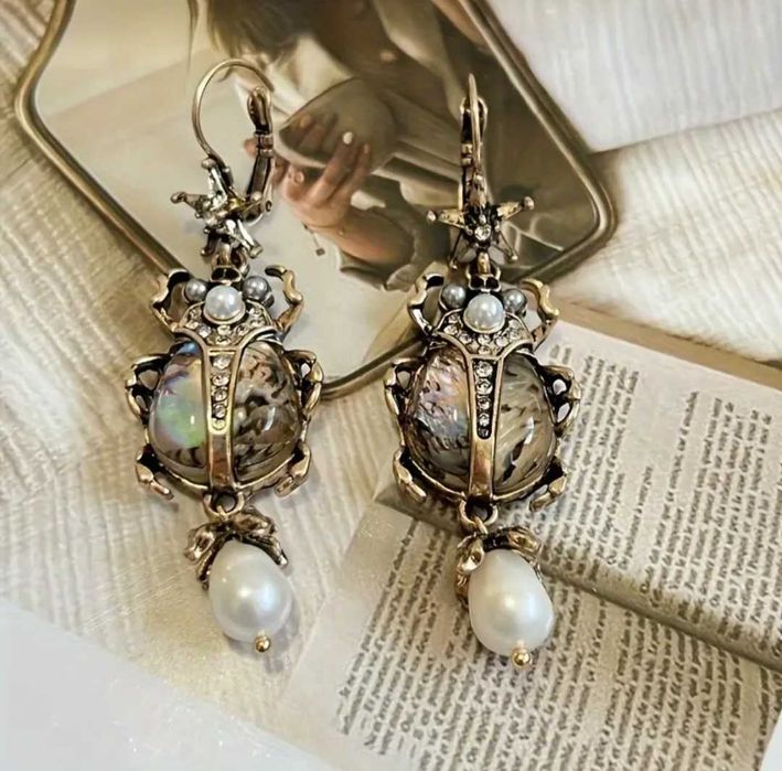 Сережки з перлами для води з Опалом та Кристалами