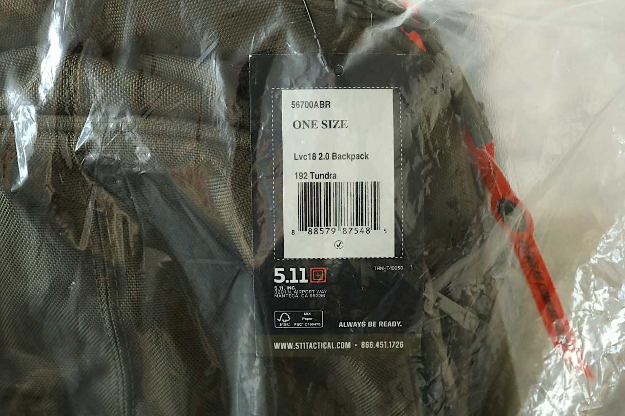 Рюкзак 5.11 Tactical LVC18 2.0 30L Tundra, новий, оригінал з США