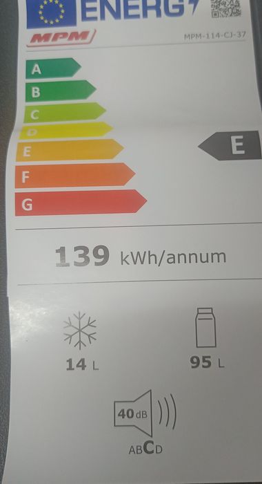 Lodówka jednodrzwiowa MPM 114-CJ-37