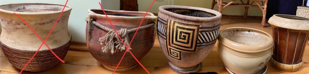 Вазони, горщики різних розмірів