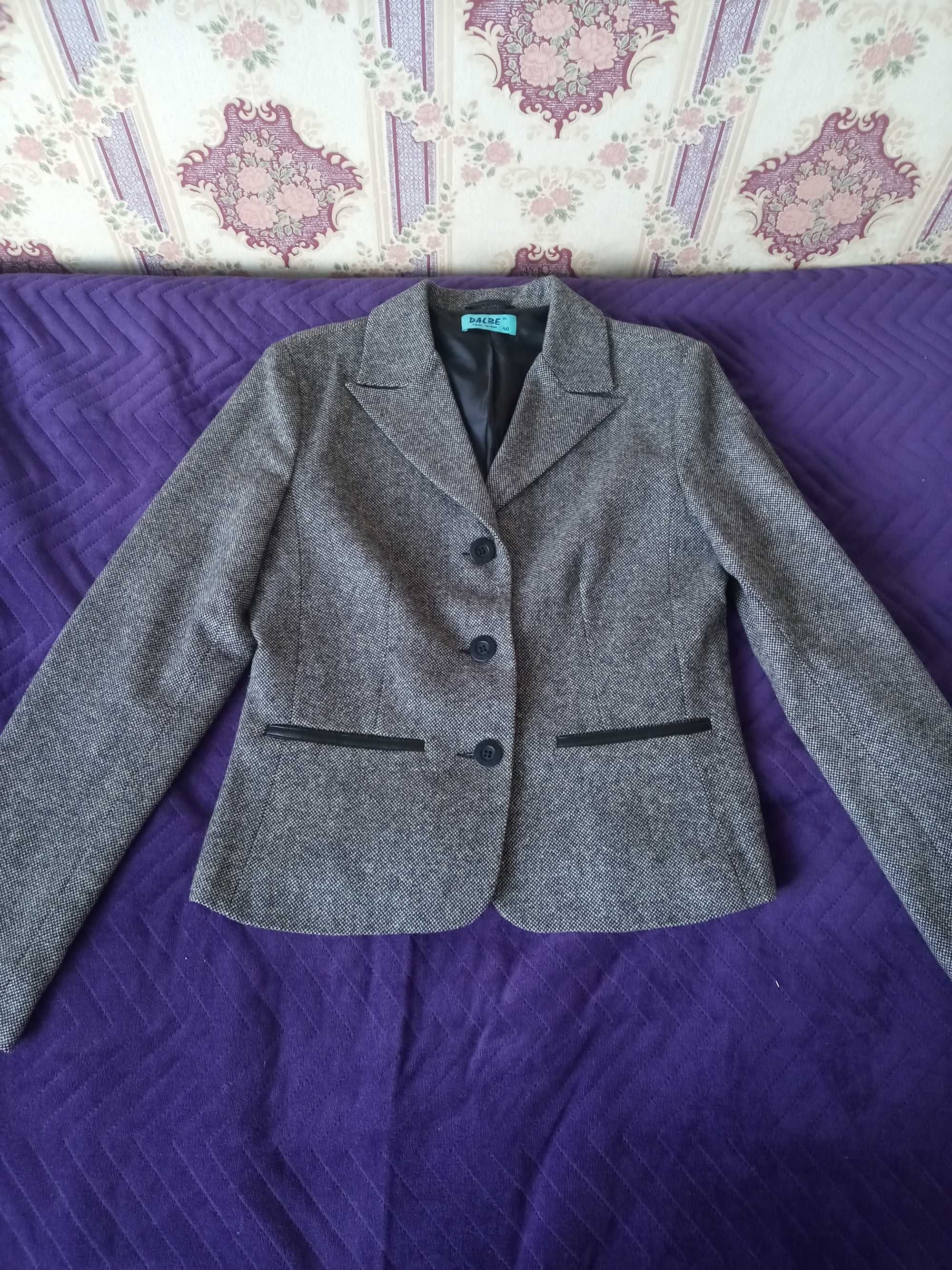 Żakiet marynarka tweed wełniana vintage klasyk 36