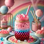 Солодкі кульки Bubble Tea, сиропи, топінги, трубочки, стакани, кафе