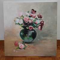 Pintura acrílica 50x50 de vaso de flores