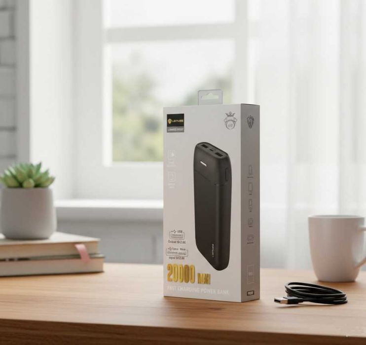 Power bank / Стильний повербанк /Lenyes 20000 mAh – корисний подарунок