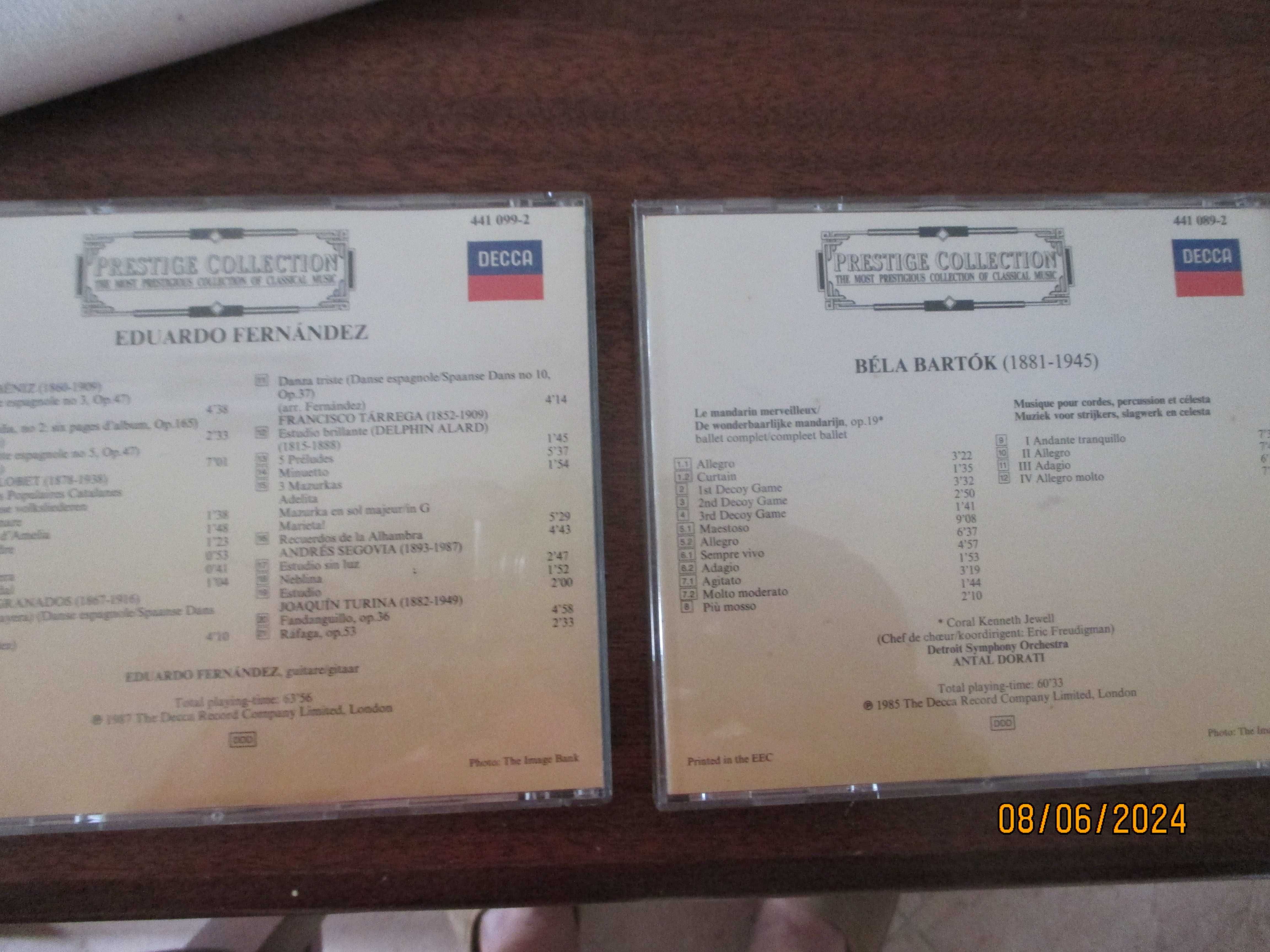 2 cd's Prestige Collection - Spanish guitar e Bartok