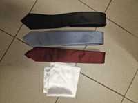 Krawaty 3 sztuki różne kolory plus biala poszetka