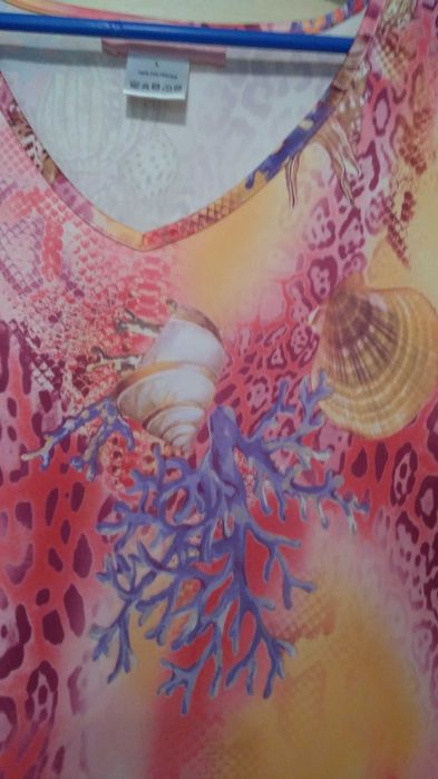 Яркое трикотажное  платье-туника с морским  принтом