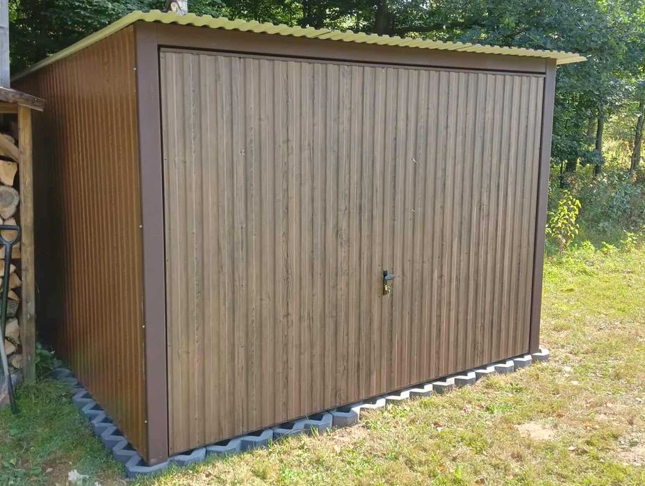 Garaż 3x5 w kolorze z bramą uchylną garaże blaszane blaszak I GATUNEK