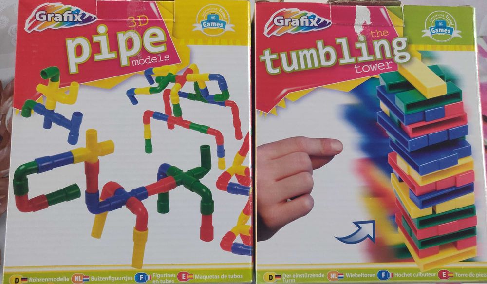 Gra zręcznościowa Jenga i klocki konstrukcyjne