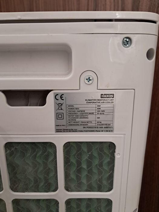 Nawilżacz, klimatyzator bez ruzy na zewnątrz, odswierzacz