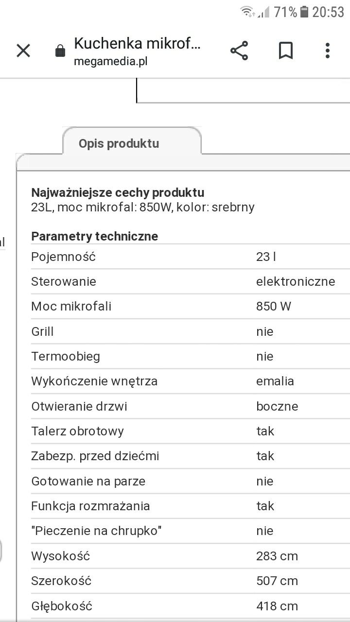 Mikrofala mikrofalówka kuchenka mikrofalowa