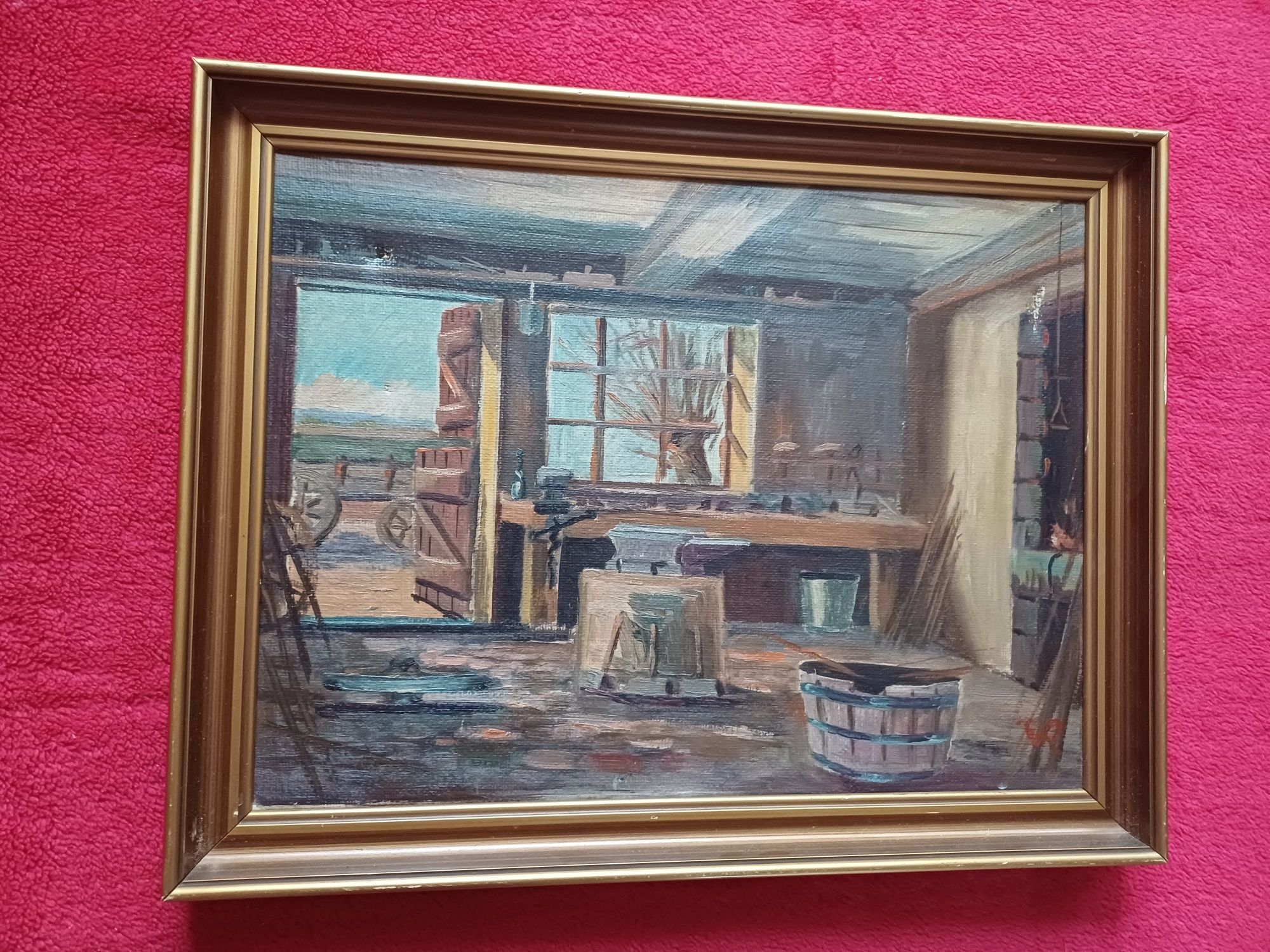 Stary obraz na płótnie sygnowany