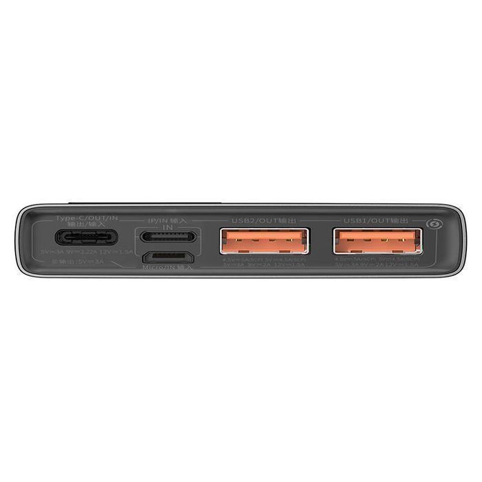 22.5W (Czarny) Powerbank 2Xusb, Usb-C, Lightning, Microusb 10000Mah,