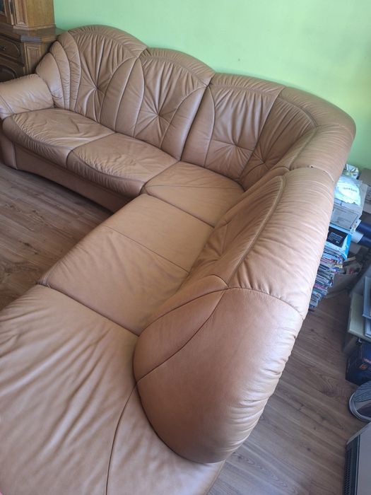 Narożnik skórzany z fotelem