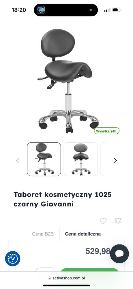 Taboret kosmetyczny 1025 czarny Giovanni siodlo krzeslo