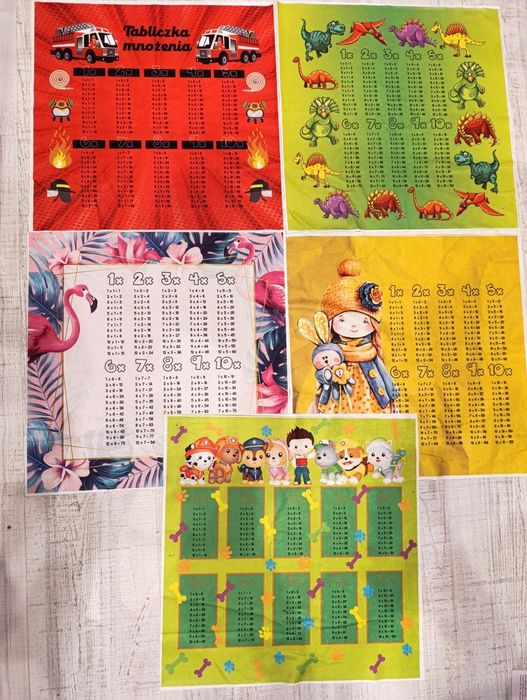 Panele na poduszki z tabliczka mnożenia 5szt