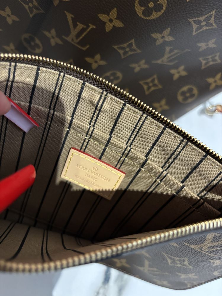 Louis Vuitton Neverfull MM skóra naturalna premium