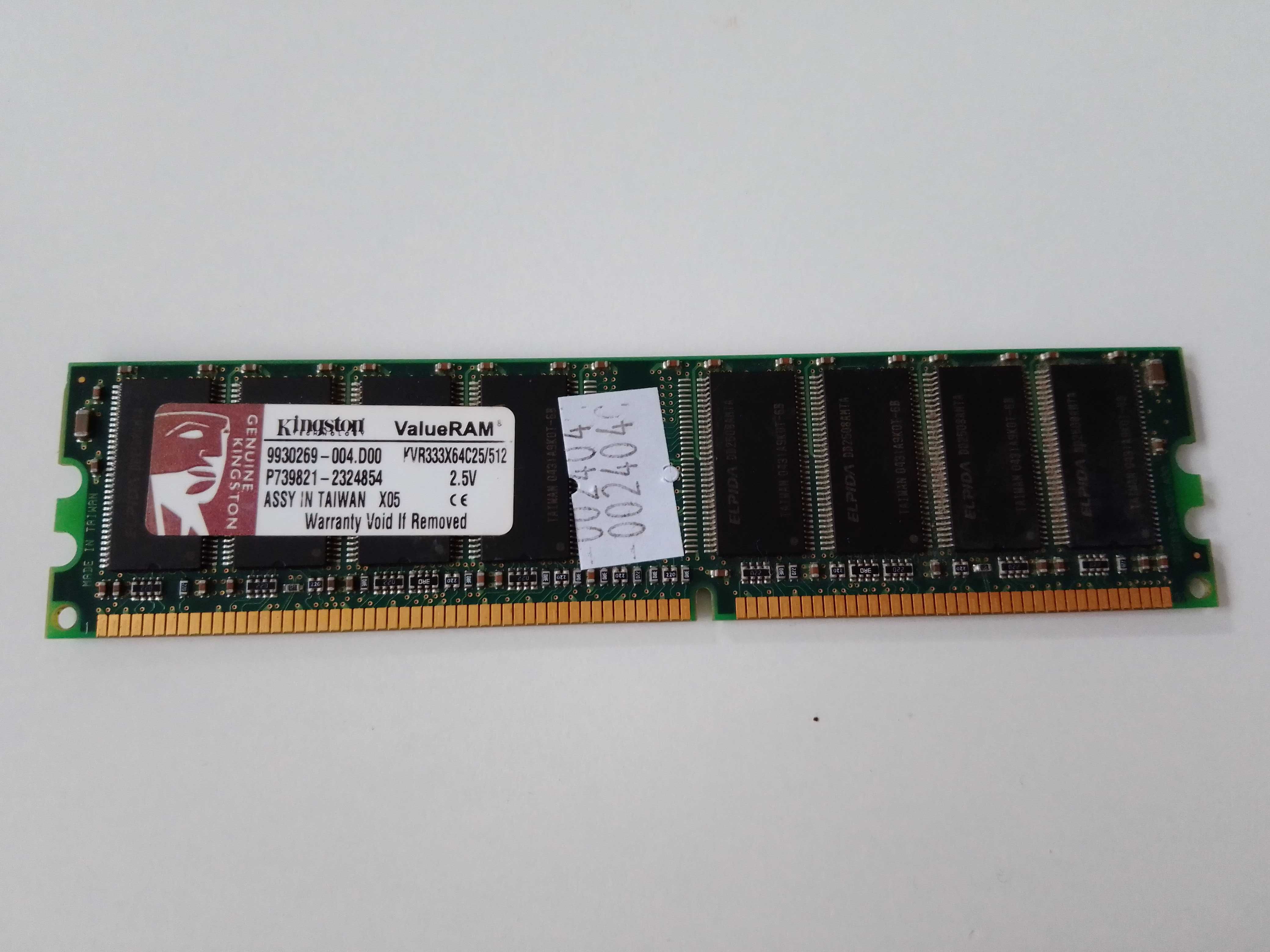Pamięć RAM Kingston KVR33X64C25/512 512 MB (002404)