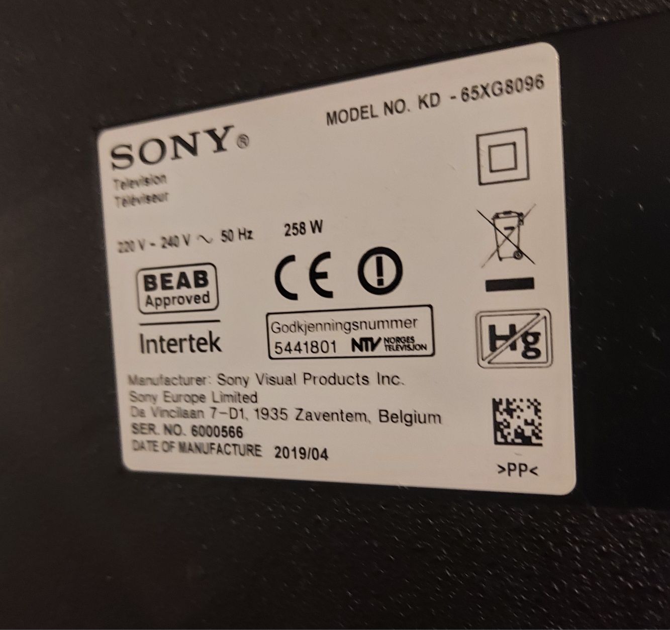 65 Sony  Smart TV 4k