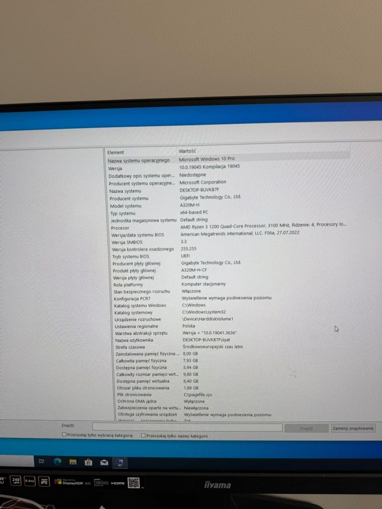 Komputer stacjonarny, RX570, RYZEN 3