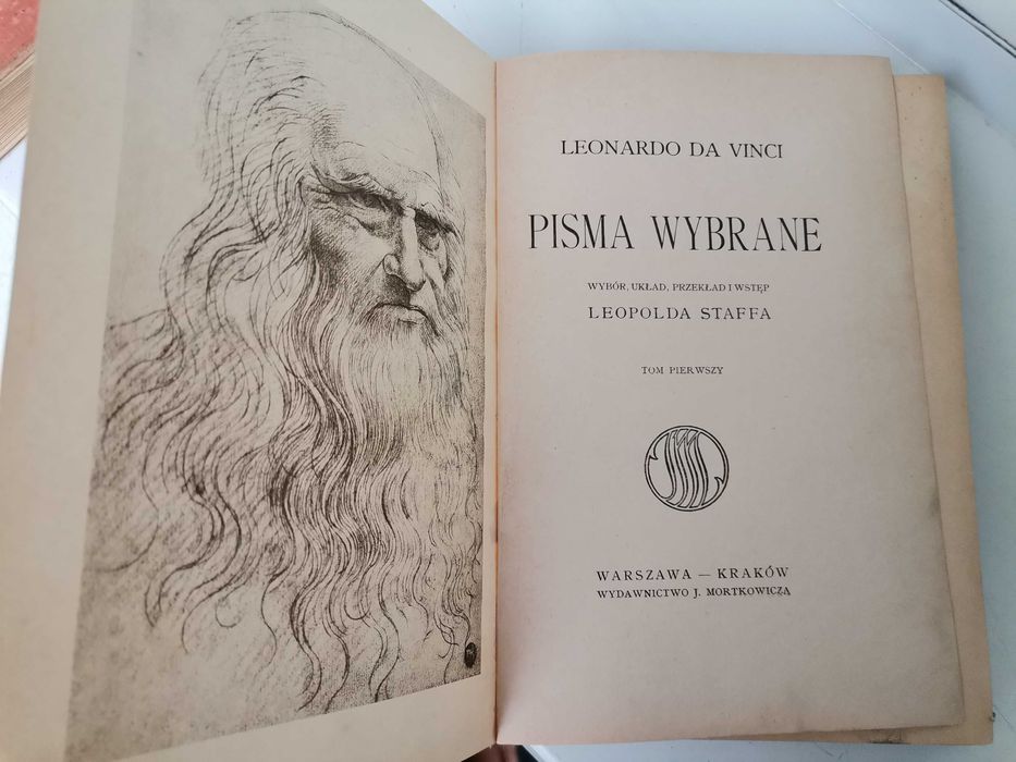 Pisma wybrane Leonardo da Vinci Kraków 1913 zestaw dwa tomy