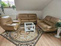 Zestaw skórzany, kanapa, sofa, fotel , komplet wypoczynkowy skóra.