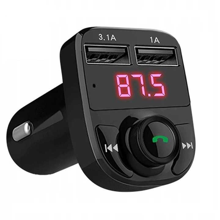 Transmiter bluetooth fm mp3 sd ładowarka 2xusb lcd