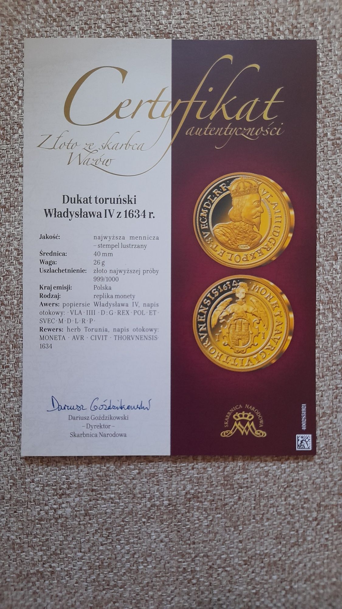 Dukat Toruński Władysława IV z 1634 roku