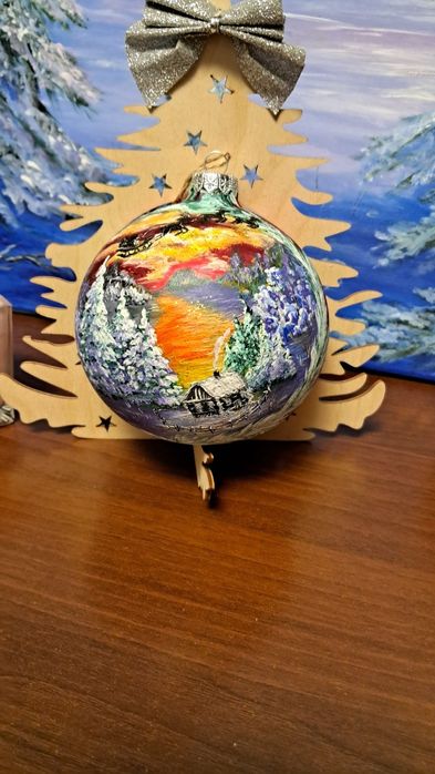 Bombki choinkowe ręcznie malowana akrylem 12×12