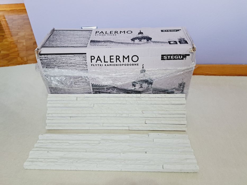 Płytki kamieniopodobne Palermo kamień dekoracyjny biały 7 płyt 55x14cm