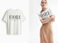 Bluzka koszulka S T-shirt oversize z nadrukiem biały PROMOCJA