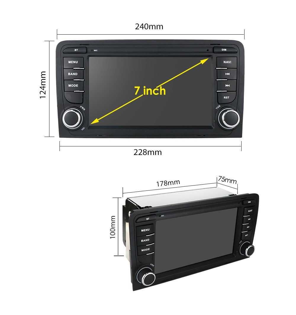 Radio DAB+ CarPlay Android WiFi GPS DVD CD DSP DivX MP3 USB Audi 8P A3