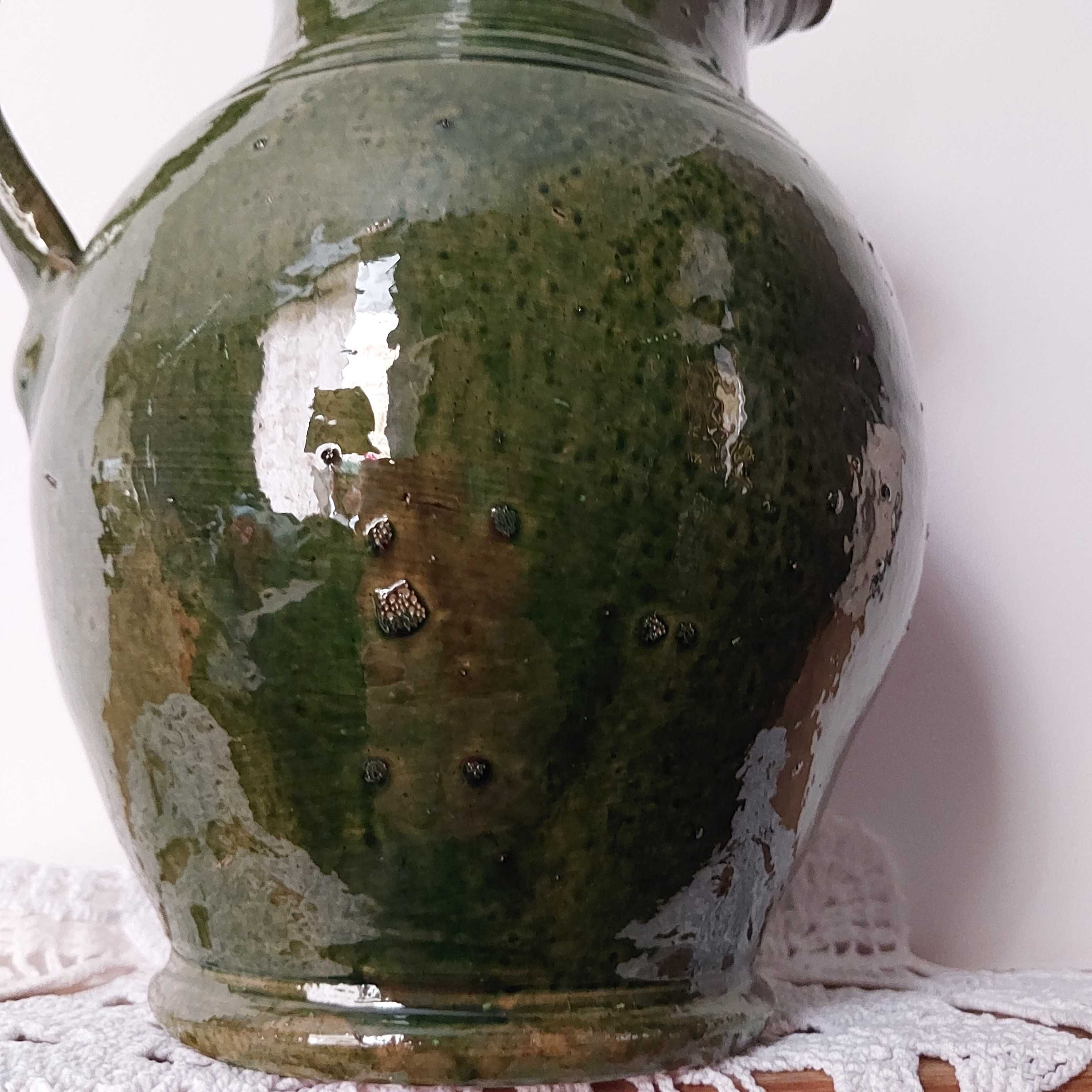 Dzbanek ceramiczny, zielony, wys. 22 cm