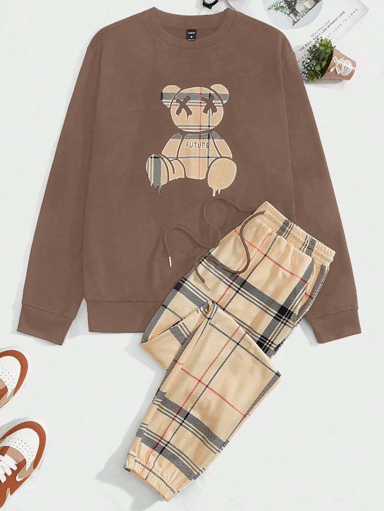Dres Męski Komplet Teddy Casual Bluza Z Nadrukiem Spodnie Kratka M