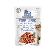 Brit Care sterilized Cat filet z kurczaka z indykiem w galarecie 10x85