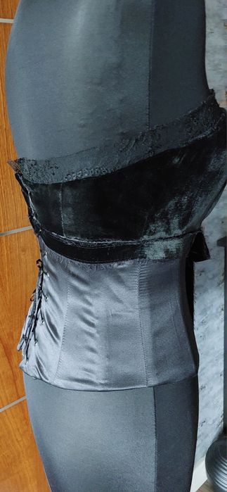 Gorset jedwab aksamit koronka Atelier ZIEŃ 36/38