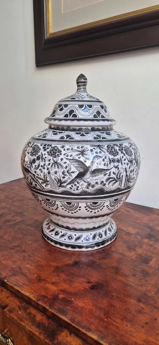 DUŻY ceramiczny wazon amfora ręcznie malowany Portugalia Berardos