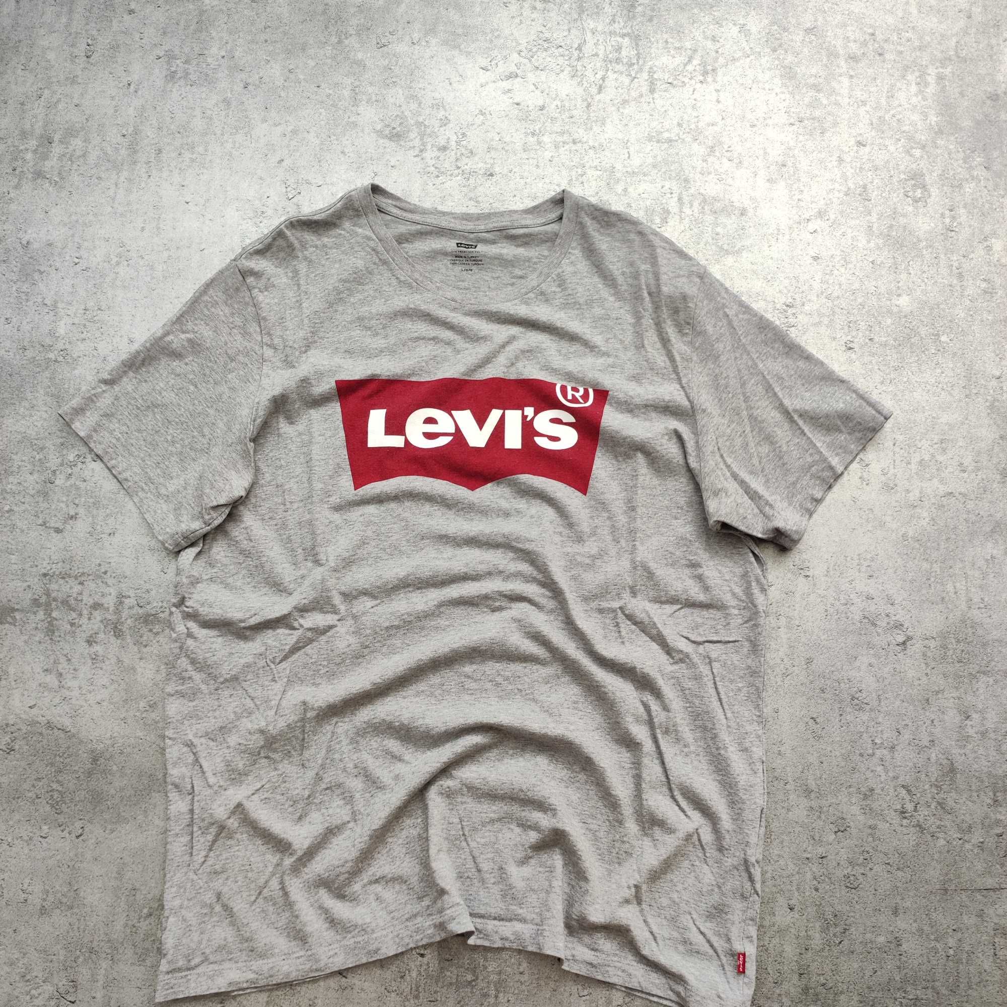 MĘSKA Koszulka Szara Levis Duże Logo PREMIUM Bawełna Elegancka