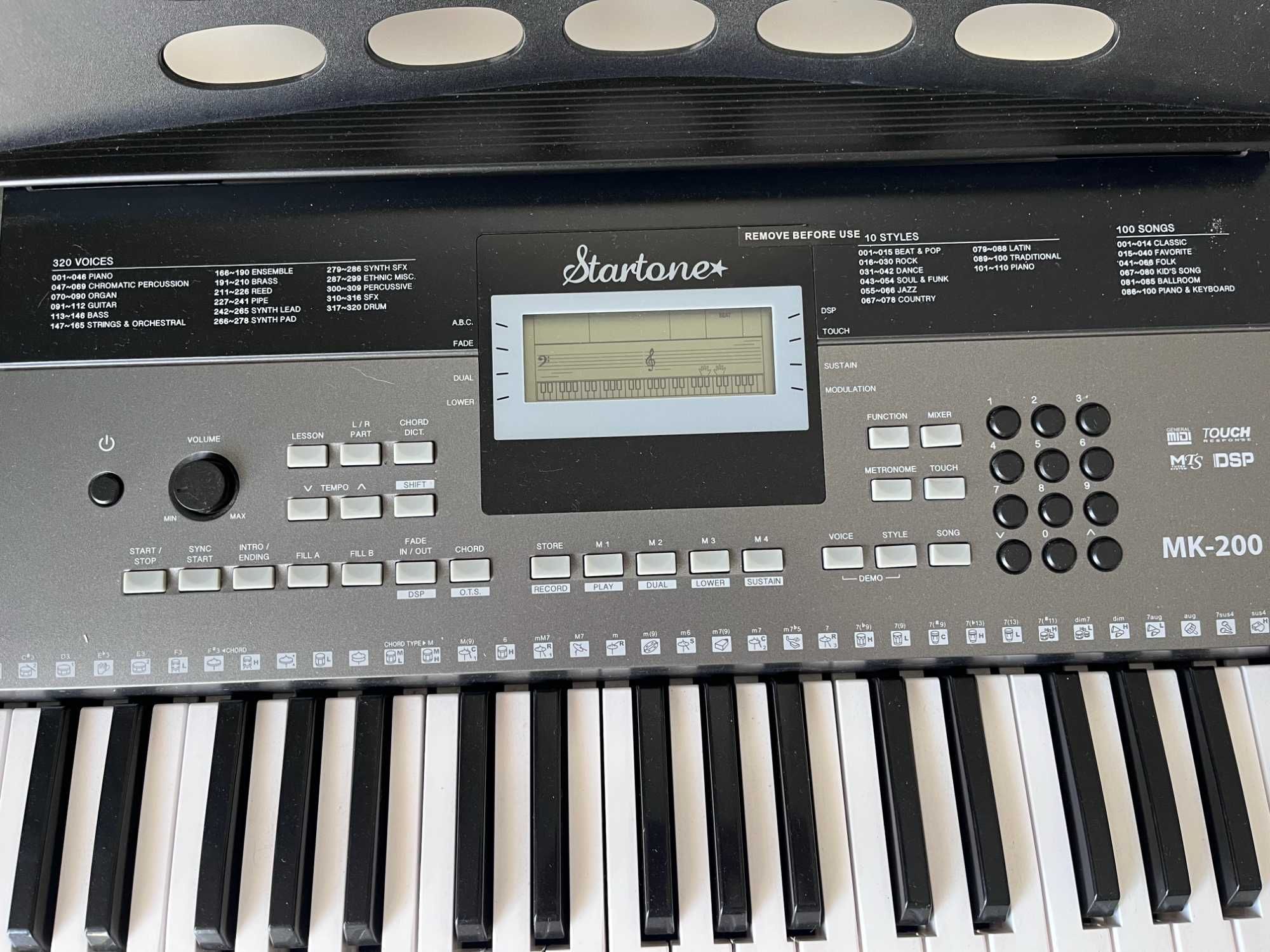 Teclado Musical StarTone MK-200 com 320 Vozes e Tela Digital