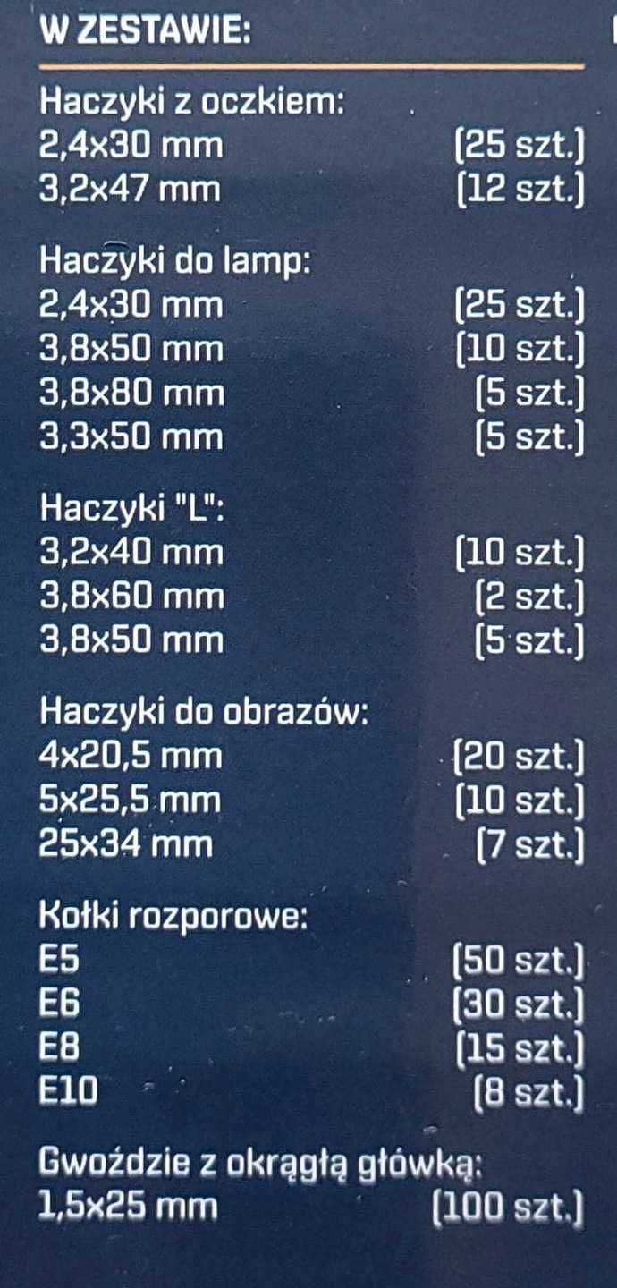 Zestaw haków, haczyków, kołków rozporowych, gwoździ w walizce - 339 el
