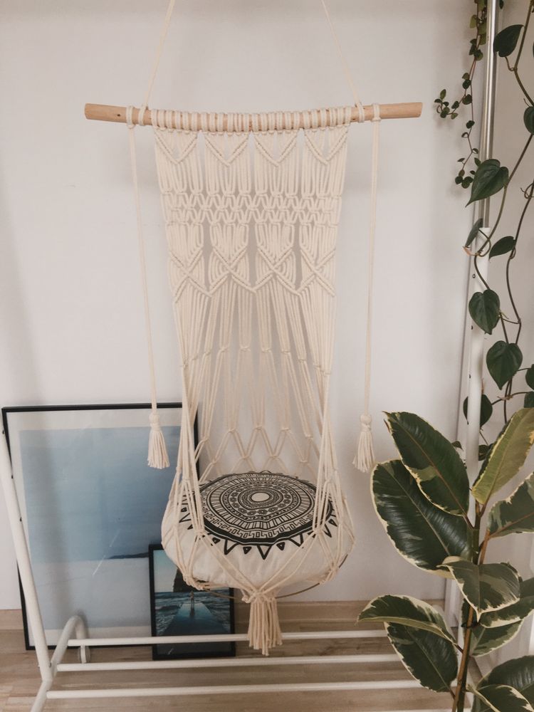 pleciony hamak dla kota huśtawka legowisko makrama boho diy