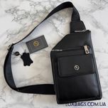 Мужская качественная нагрудная сумка слинг H.T Leather