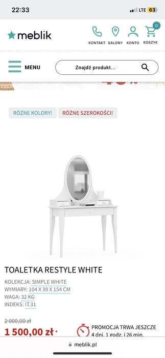 Toaletka/ lustro meblik