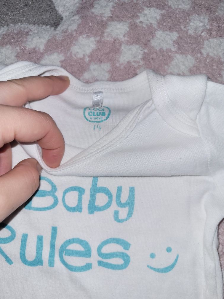Komplet niemowlęcy body długi rękaw + spodenki leginsy r. 74 cool club