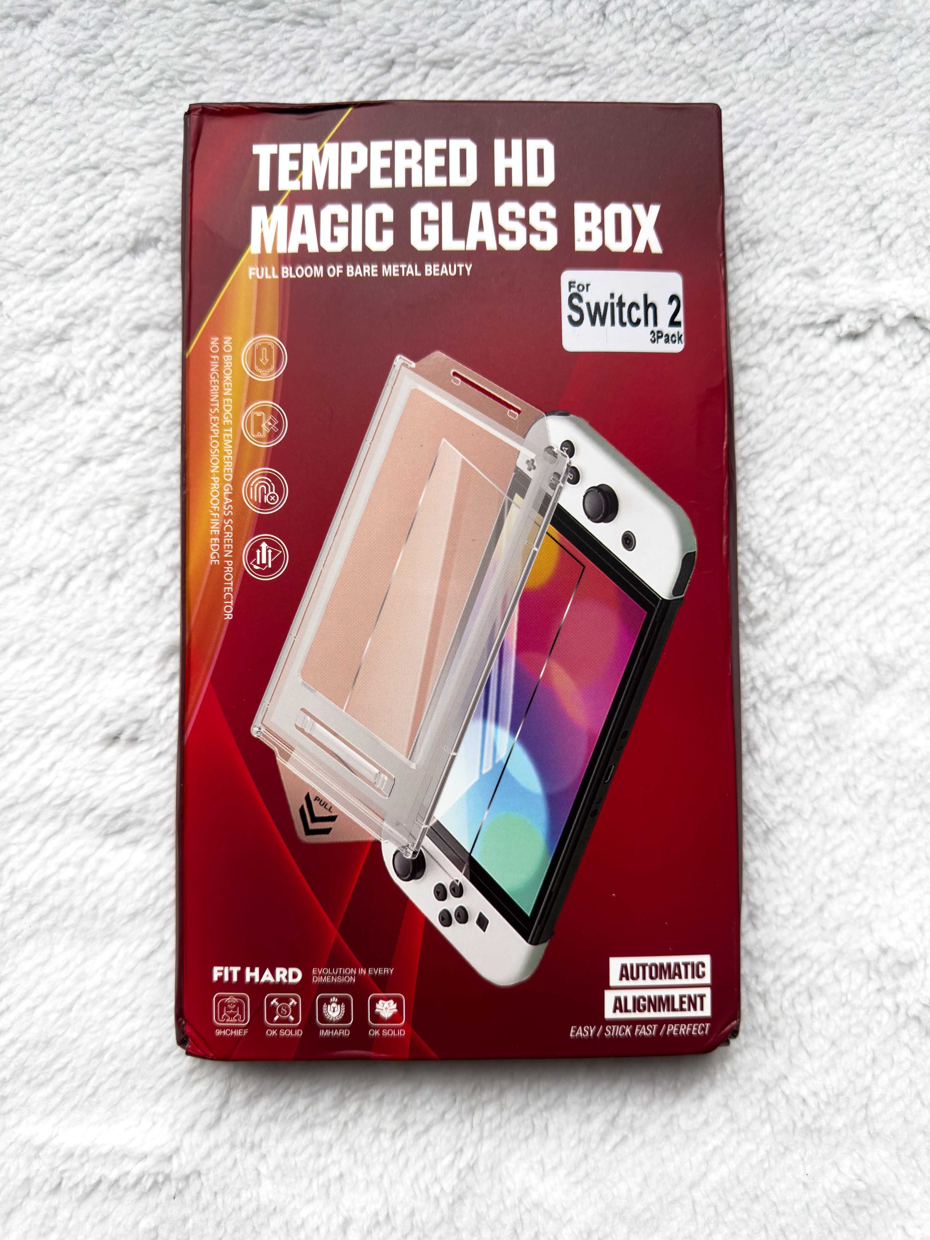 Zestaw 3 szkieł hartowanych Switch 2 z ramką do łatwej aplikacji