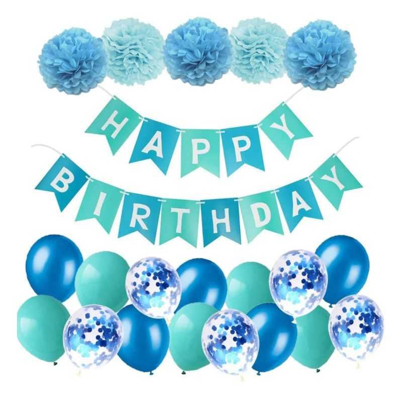 Dekoracja balonowa urodzinowa dla chłopca - turkusowa - wys. GRATIS