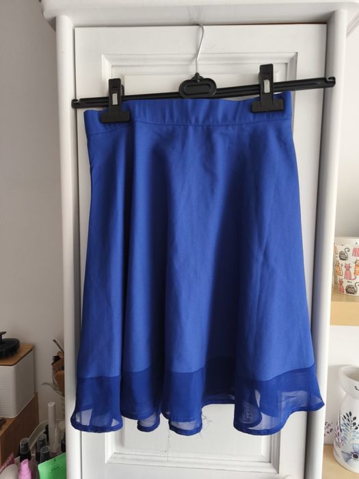 Spódniczka S z falbaną niebieska